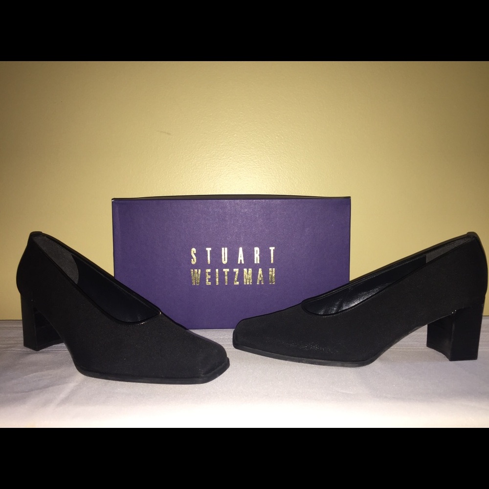 Stuart Weitzman Black Block Heel Pumps